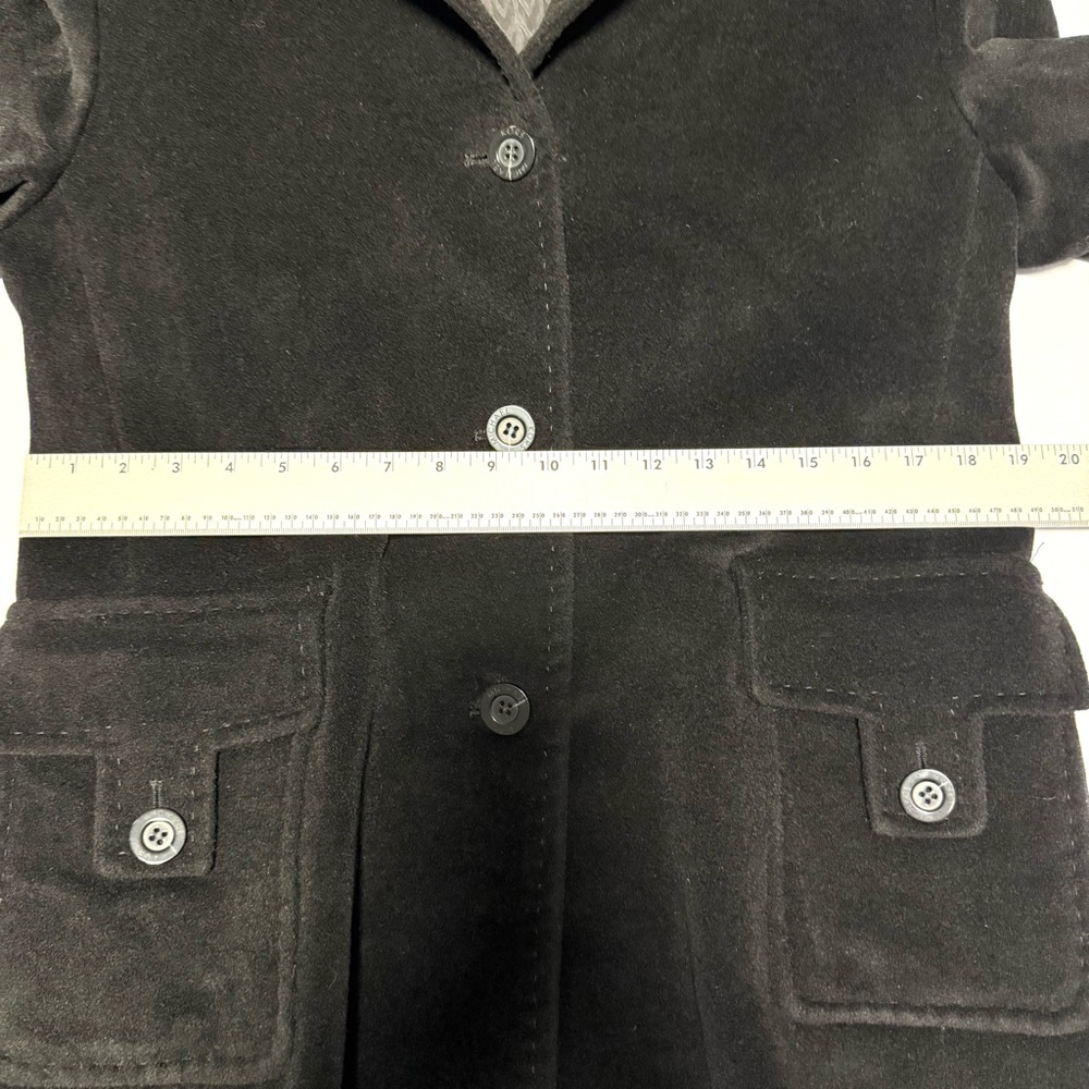 MICHAEL Michael Kors Black Wool Angora Blend Coat Real Fur Collar Women’s 10 - Picture 9 of 13